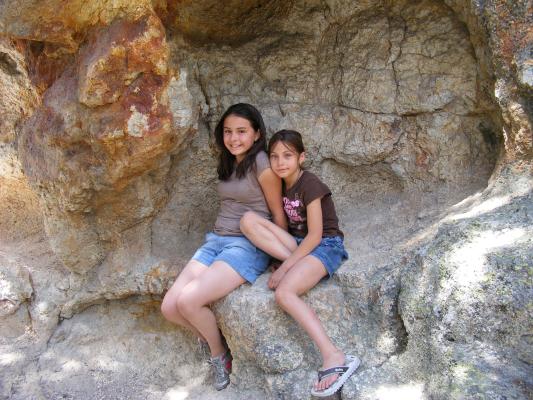Malia and Andrea in little cave.