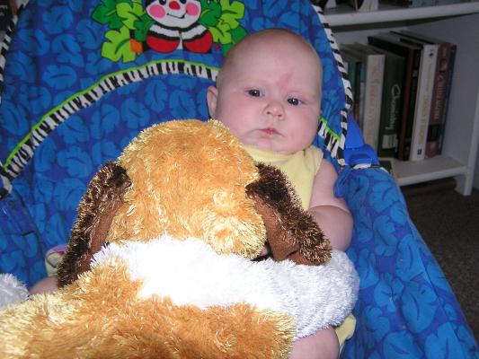 Sarah and her stuffed toy.