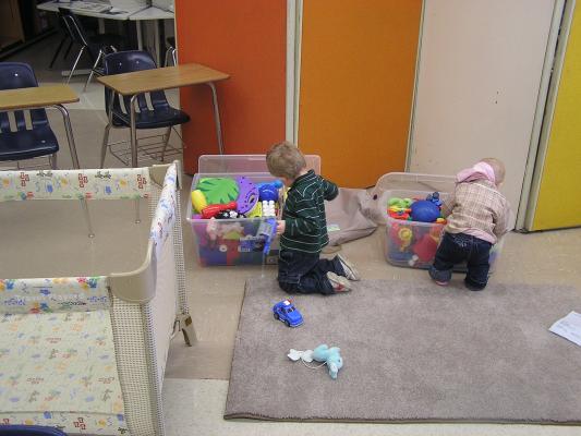 Noah and Sarah found the nursery toys.