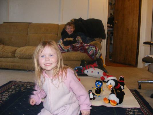 Noah and Sarah with the penguins.