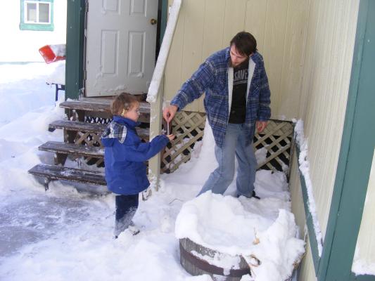 David gives Noah and icicle.